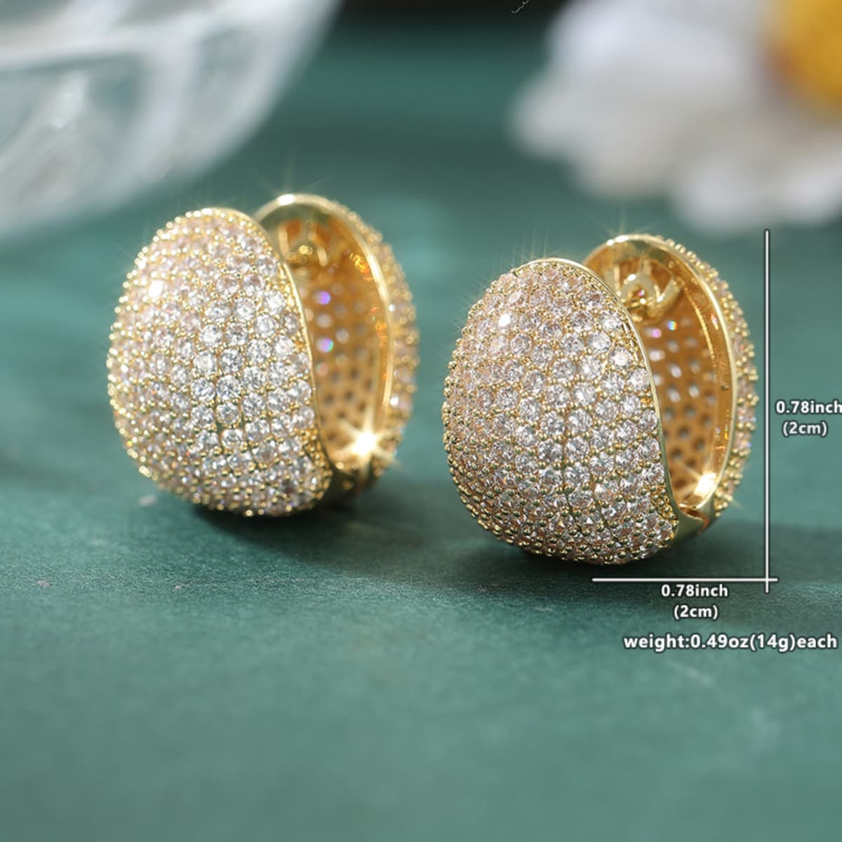 Unisex Copper Synthetic Zirconia Curved Earrings